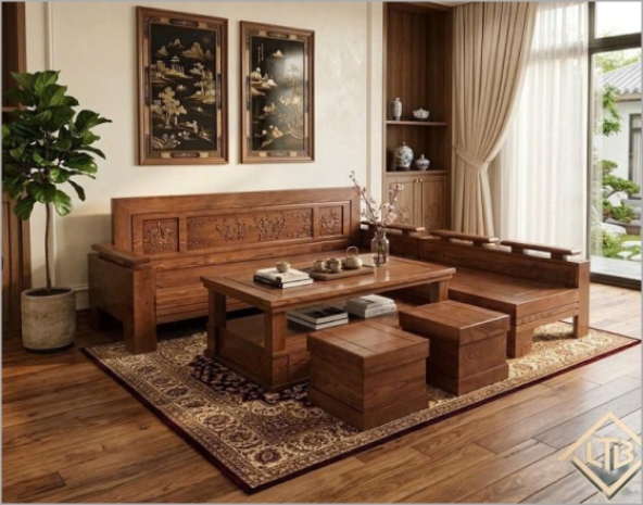 Bàn trang điểm gỗ óc chó
